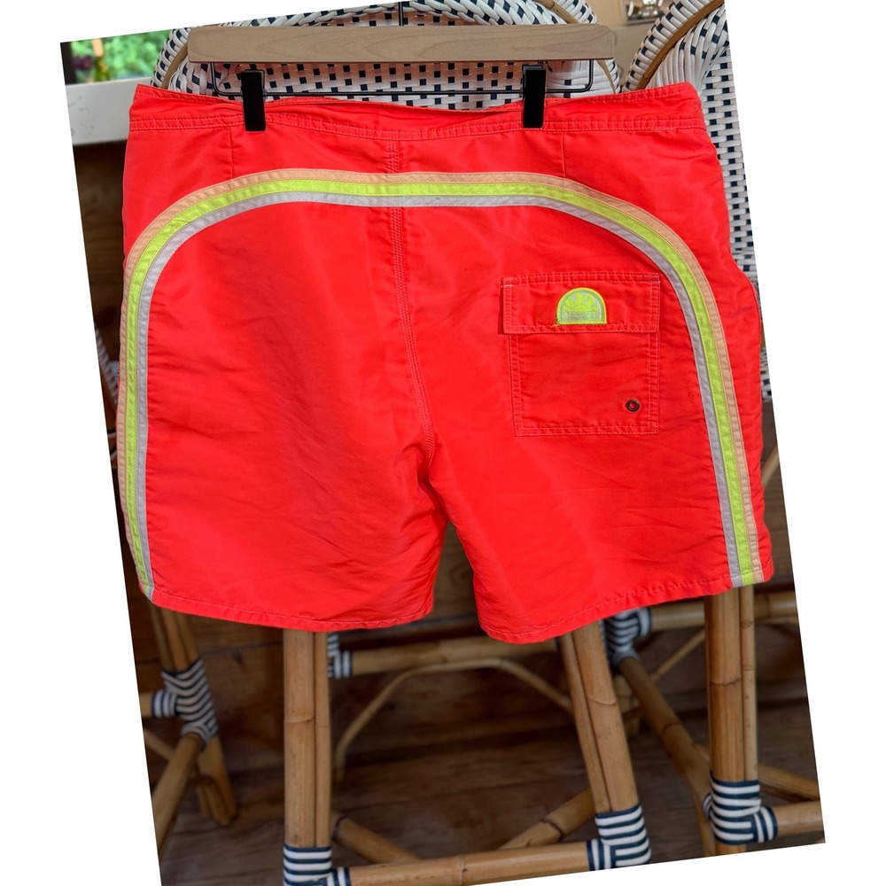 Sundek Mens Neon Orange Rainbow Stripe Board Shorts M503BDTA100 Size 38